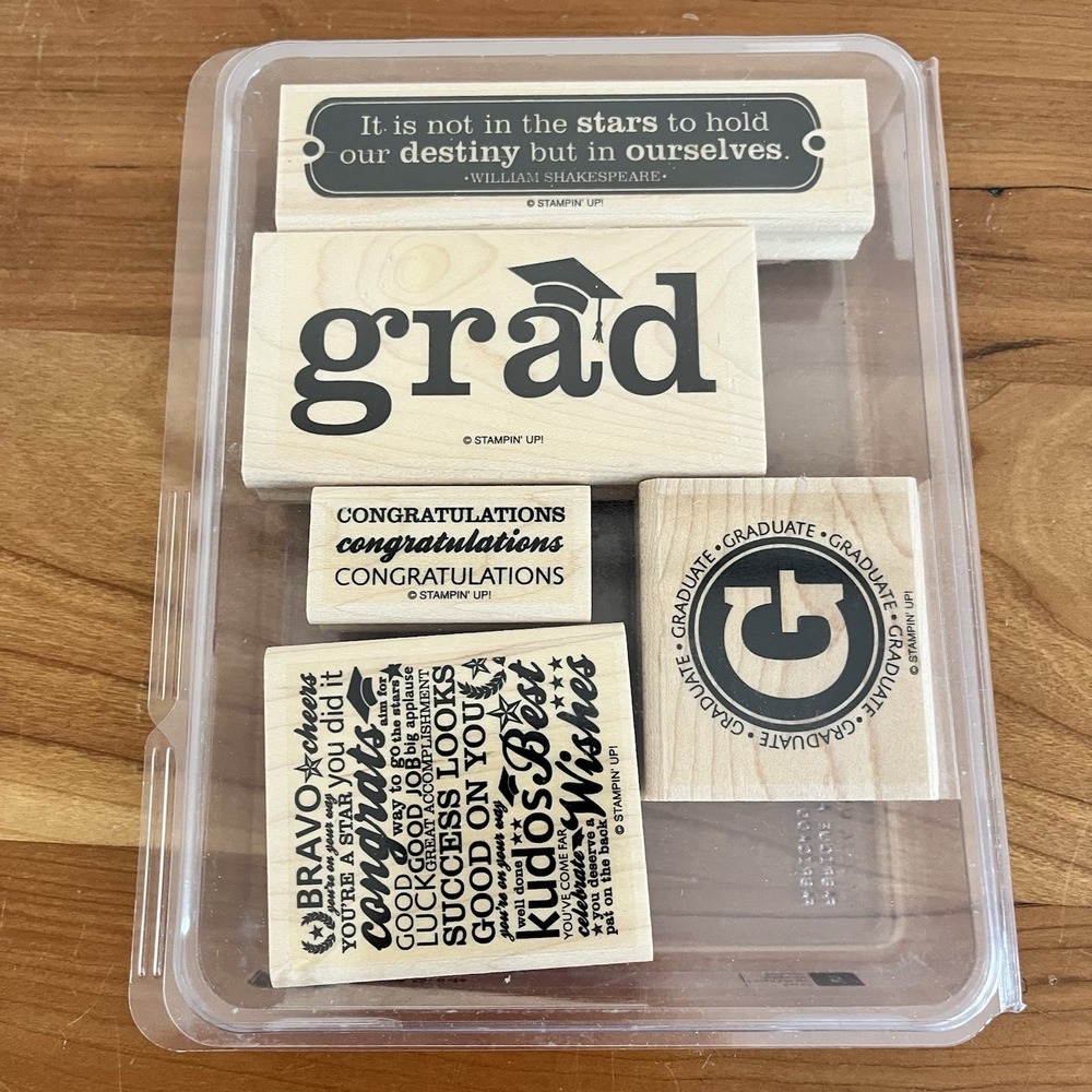 Stampin Up Wood‎ Mount Set Of 5 Great Grads